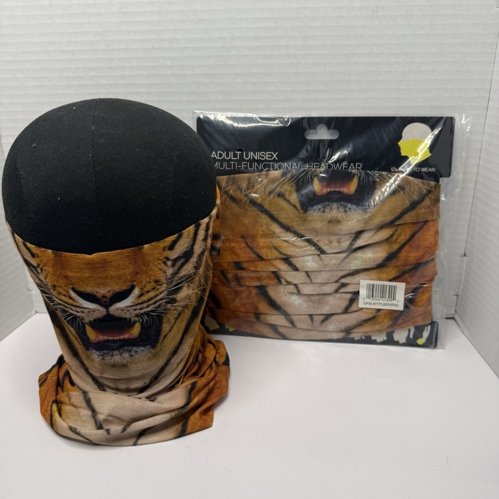 Bioworld Tiger Face Neck Gaiter Mask Unisex Multi Functional Headwear NEW